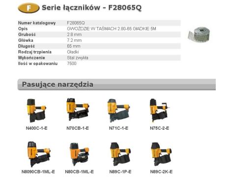BOSTITCH GWOŹDZIE F 2,80 x 65mm 7500szt. F28065Q