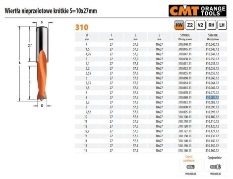 CMT WIERTŁO HW NP D=8 I=27 L=57 S=10x27