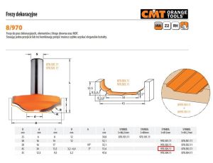 CMT FREZ DEKORACYJNY HM A=3 D=45 d=34 I=13,5 R=3,2-6,4 S=12
