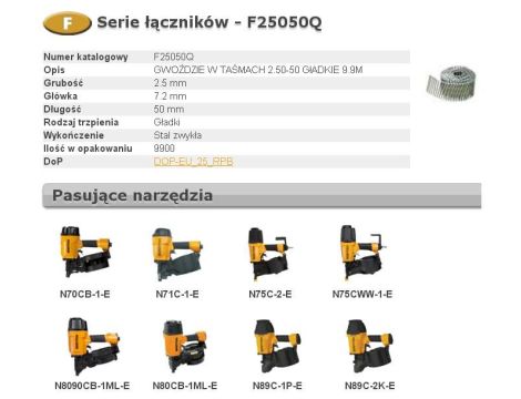 BOSTITCH GWOŹDZIE F 2,50 x 50mm 9900szt. F25050Q