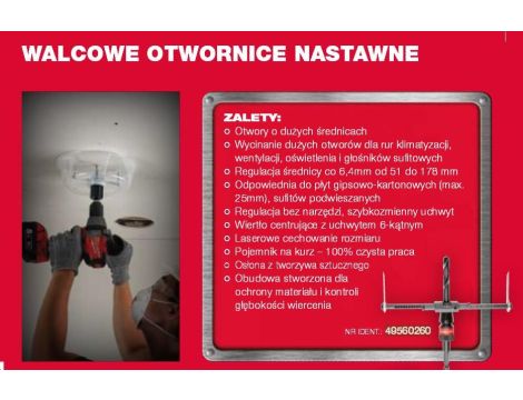 MILWAUKEE OTWORNICA ROZSUWANA DO PŁYT G/K 51-178mm