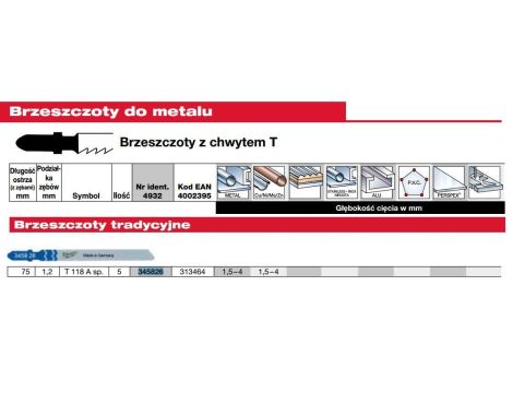 MILWAUKEE BRZESZCZOT DO WYRZYNARKI 75/1,2mm T118A 5szt. METAL