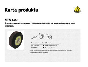 KLINGSPOR ŚCIERNICA NASADZANA Z WŁÓKNINY SZLIFIERSKIEJ NFW600 200mm x 50mm x 68mm COARSE