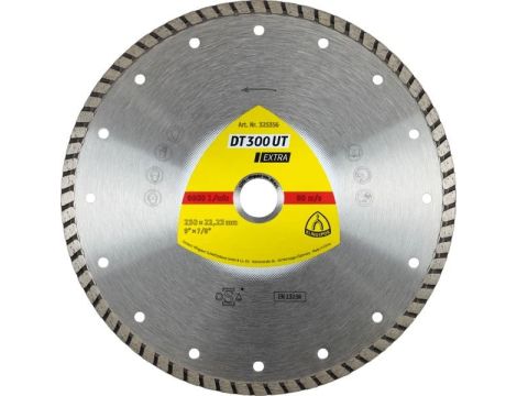 KLINGSPOR TARCZA DIAMENTOWA TURBO 230mm x 2,5mm x 22,2mm EXTRA DT300UT, BETON