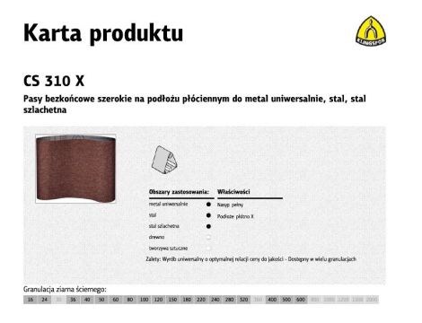 KLINGSPOR PASY BEZKOŃCOWE DO ELEKTRONARZĘDZI CS310X  75mm x 533mm gr. 16 /5szt.