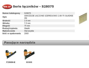 BOSTITCH GWOŹDZIE WW 28` 2,8 x 75mm S28075 2000 szt.