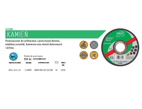 INCOFLEX TARCZA DO CIECIA KAMIENIA 400x4,0x32mm