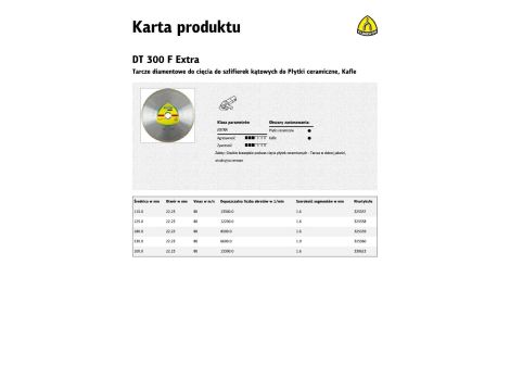 KLINGSPOR TARCZA DIAMENTOWA PEŁNA 200mm x 1,6mm x 30/25,4mm DT300F DO CERAMIKI - 2