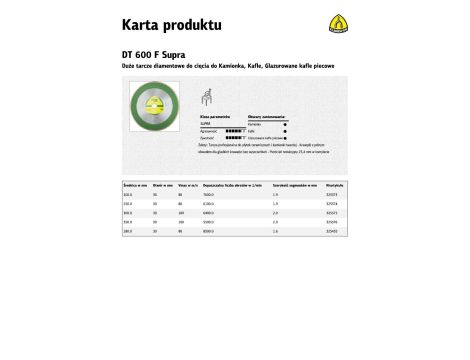 KLINGSPOR TARCZA DIAMENTOWA PEŁNA 300mm x 2,0mm x 30/25,4mm DT600F DO CERAMIKI - 2