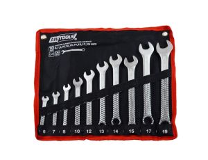 AWTOOLS KLUCZE PŁASKO-OCZKOWE KOMPLET 10elem. 6,7,8,10,12,13,14,15,17,19 mm