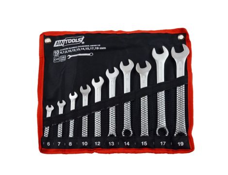 AWTOOLS KLUCZE PŁASKO-OCZKOWE KOMPLET 10elem. 6,7,8,10,12,13,14,15,17,19 mm