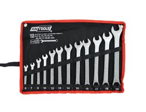 AWTOOLS KLUCZE PŁASKO-OCZKOWE KOMPLET 12elem. 6,7,8,10,12,13,14,15,16,17,19,22mm