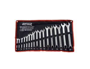 AWTOOLS KLUCZE PŁASKO-OCZKOWE KOMPLET 17elem. 6,7,8,9,10,11,12,13,14,15,16,17,18,19,20,21,22 mm