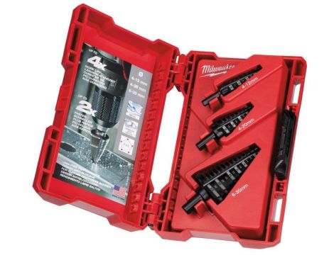 MILWAUKEE WIERTŁA STOPNIOWE  3szt. (4-12mm,4-20mm,6-35mm)