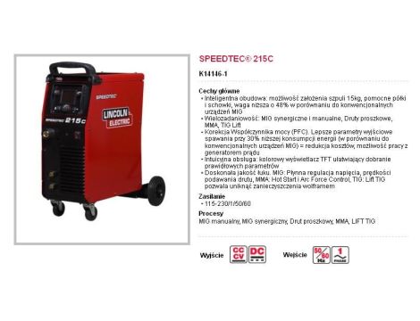 LINCOLN PÓŁAUTOMAT SPAWALNICZY SPEEDTEC-215C