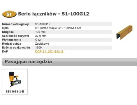 BOSTITCH ZSZYWKI S1 100mm 1600 szt.