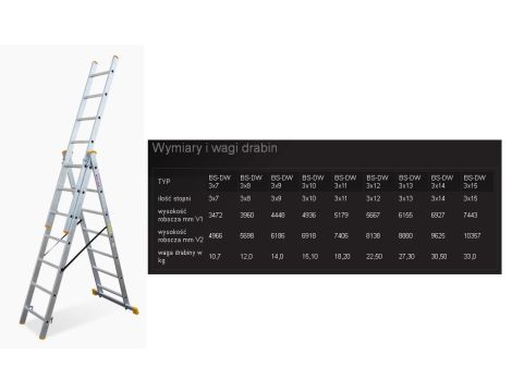 BAYERSYSTEM DRABINA ALUMINIOWA 3x 7 STOPNI