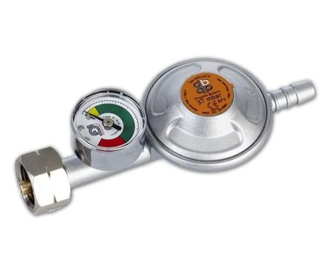 REDUKTOR GAZOWY 37mbar 1,5kg/h Z ZAWOREM BEZPIECZEŃSTWA I MANOMETREM BRADAS