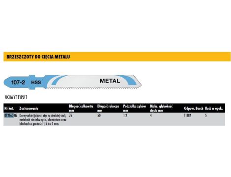 DEWALT BRZESZCZOT DO WYRZYNARKI  76mm 5szt. METAL