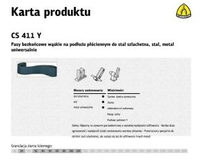 KLINGSPOR PASY BEZKOŃCOWE DO ELEKTRONARZĘDZI CS411Y 9mm x 533mm gr. 60 /25szt. STAL SZLACHETNA
