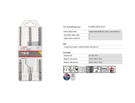 BOSCH WIERTŁO SDS PLUS-5X KPL. 3szt. 6/8/10x160mm 2608833912