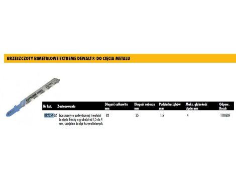 DEWALT BRZESZCZOT DO WYRZYNARKI  82x4mm T118OF METAL /5szt.