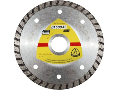 KLINGSPOR TARCZA DIAMENTOWA TURBO 125mm x 1,9mm x 22mm DT500 ACCU DO SZLIFIEREK AKUMULATOROWYCH