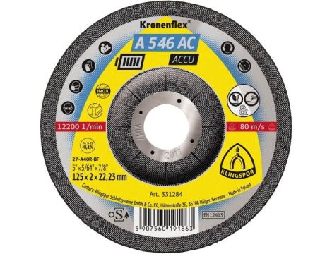 KLINGSPOR TARCZA DO CIĘCIA METALU 125 x 2,0mm  A546ACCU DO SZLIFIEREK AKUMULATOROWYCH - 2