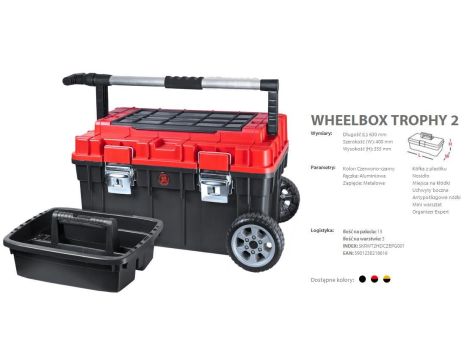 PATROL SKRZYNKA WHELLBOX HD TROPHY 2, NA KOŁACH, CZARNO-CZERWONA, 63x40x35cm