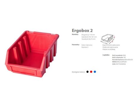 PATROL ERGOBOX 2 CZERWONY, 116 x 161 x 75mm