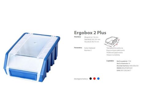 ERGOBOX PLUS 2 NIEBIESKI, 118 x 161 x 75mm