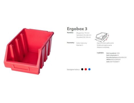 PATROL ERGOBOX 3 CZERWONY, 170 x 240 x 126mm