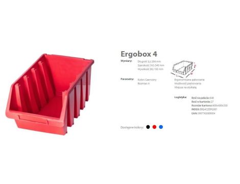 PATROL ERGOBOX 4 CZERWONY, 204 x 340 x 155mm