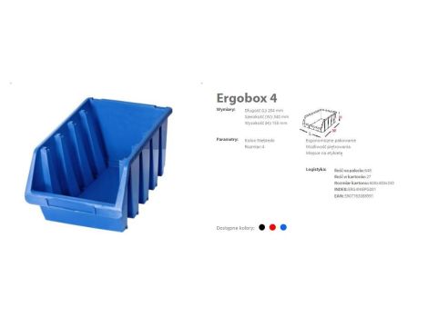 PATROL ERGOBOX 4 NIEBIESKI, 204 x 340 x 155mm