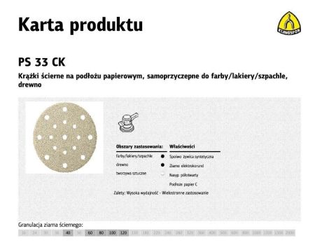 KLINGSPOR KRĄŻEK ŚCIERNY SAMOPRZYCZEPNY 150mm  PS33CK gr. 60 GLS51 /100szt.