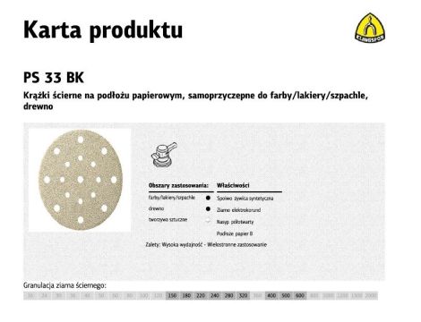 KLINGSPOR KRĄŻEK ŚCIERNY SAMOPRZYCZEPNY 150mm  PS33BK gr.180 GLS51 /100szt.