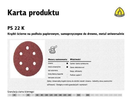 KLINGSPOR KRĄŻEK ŚCIERNY SAMOPRZYCZEPNY 150mm  PS22K gr. 80 GLS3 /50szt.