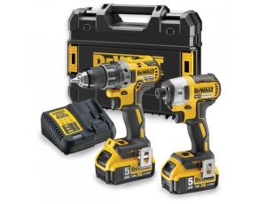 DEWALT ZESTAW COMBO 18V WKRĘTARKA DCD791 + ZAKRĘTARKA DCF887 2 x 5,0Ah + WALIZKA TSTAK DCK268P2T