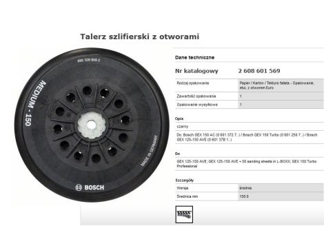 DYSK SZLIFIERSKI 150mm GEX150 ŚREDNI 2608601569