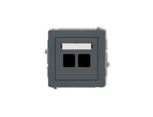 DECO Mechanizm gniazda multimedialnego podwójnego bez modułu (standard Keystone) grafitowy mat 28DGM-2P