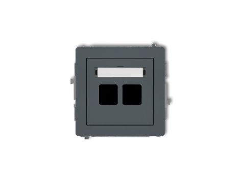DECO Mechanizm gniazda multimedialnego podwójnego bez modułu (standard Keystone) grafitowy mat 28DGM-2P