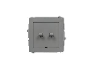 DECO Mechanizm łącznika jednobiegunowego ze schodowym w stylu amerykańskim (dwa klawisze bez piktogramów, osobne zasilanie) szar