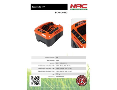 ŁADOWARKA 40V, 2A - 3