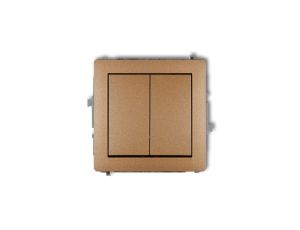 DECO Mechanizm łącznika jednobiegunowego ze schodowym (dwa klawisze bez piktogramów, wspólne zasilanie) złoty metalik 8DWP-10.11