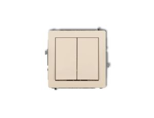 DECO Mechanizm łącznika jednobiegunowego ze schodowym (dwa klawisze bez piktogramów, wspólne zasilanie) beżowy 1DWP-10.11
