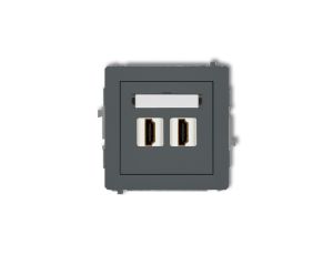 DECO Mechanizm gniazda podwójnego HDMI 2.0 grafitowy mat 28DHDMI-4