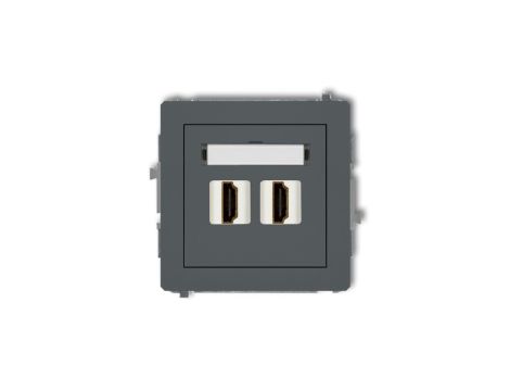 DECO Mechanizm gniazda podwójnego HDMI 2.0 grafitowy mat 28DHDMI-4