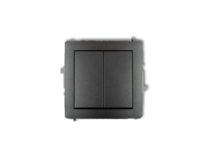 DECO Mechanizm łącznika jednobiegunowego ze schodowym (dwa klawisze bez piktogramów, osobne zasilanie) grafitowy 11DWP-10.21