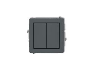 DECO Mechanizm łącznika jednobiegunowego ze schodowym (dwa klawisze bez piktogramów, osobne zasilanie) grafitowy mat 28DWP-10.21