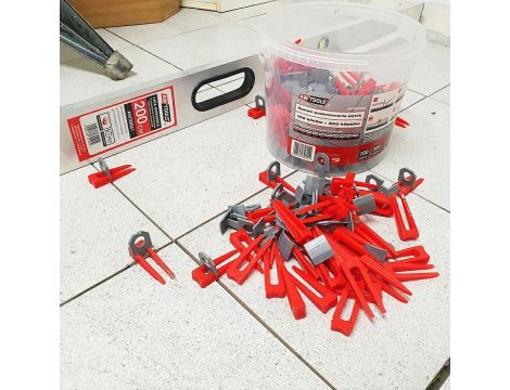 AWTOOLS SYSTEM POZIOMOWANIA PŁYTEK STANDARD 1,5mm - 7-15mm - KLIPS 300szt. + KLIN 100szt.